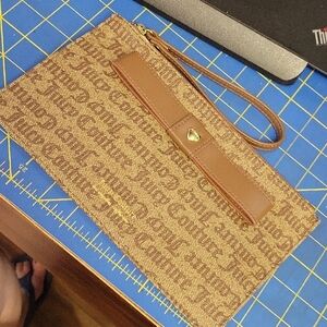 Juicy Couture Brown Monogram Envelope Clutch 10" x 5.5" Like New